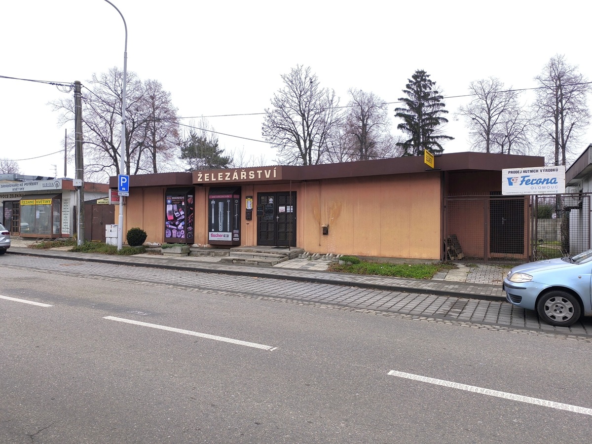 Železářství Prostějov Prodej obchodního prostoru 207 m² Krasická, Prostějov, pohled na budovu